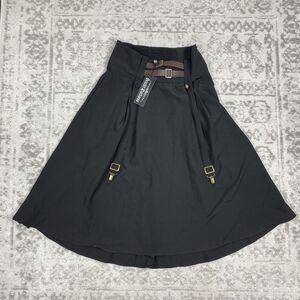 NEW Scarlet Darkness Whimsigoth Black Maxi Swing Skirt Brown Belt Size Medium